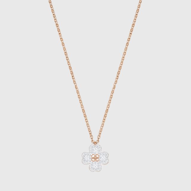 SWAROVSKI Latisha Flower Pendant, Black, Rose gold plating (Home Delivery)