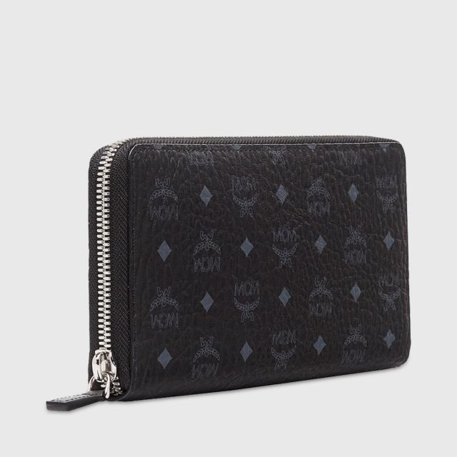 MCM Zip Around Wallet in Visetos Original - LARGE BLACK