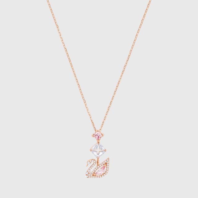 SWAROVSKI Dazzling Swan Y Necklace, Multi-Colored, Rose-Gold Tone Plated
