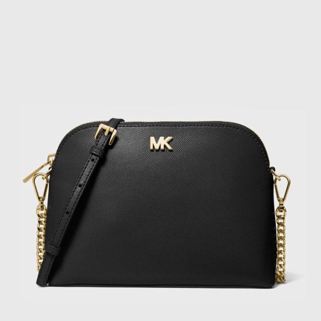 MICHAEL KORS Large Crossgrain Leather Dome Crossbody Bag - BLACK (Home Delivery)