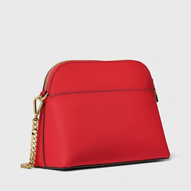 MICHAEL KORS Large Crossgrain Leather Dome Crossbody Bag - BRIGHT RED