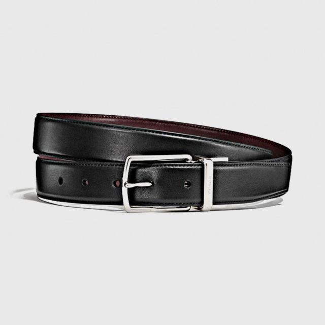 COACH Modern Harness CTS/Rev Smooth Lthr Belt - Black Dark Brown