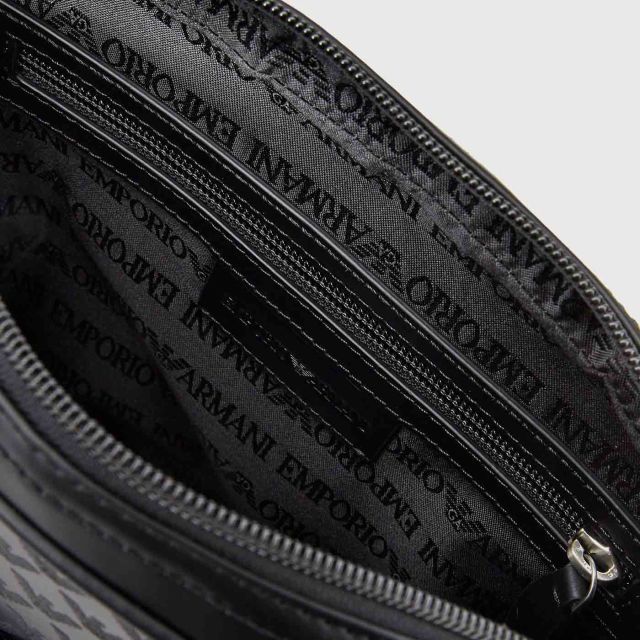 EMPORIO ARMANI Leather Shoulder Bag With Embossed Monogram
