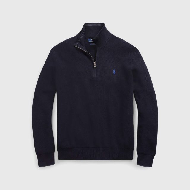 POLO RALPH LAUREN Cotton Quarter-Zip Sweater Navy