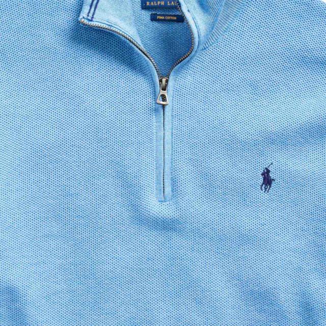 POLO RALPH LAUREN Cotton Quarter-Zip Sweater Blue