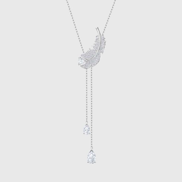 Swarovski nice necklace white rhodium plated clearance