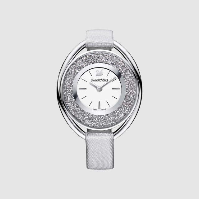 SWAROVSKI Crystalline Oval Watch, Fabric strap, Gray, Silver tone (Home