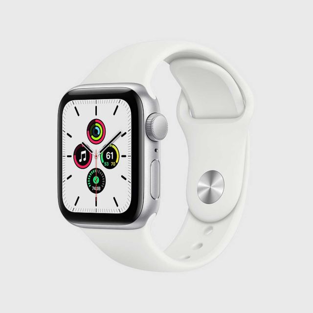 apple watch silver aluminum case with white sport band