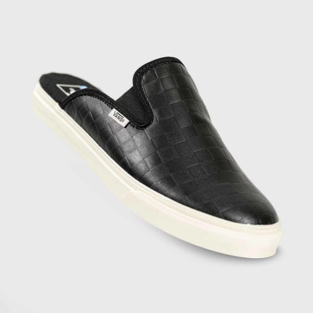 vans leather checkerboard mule