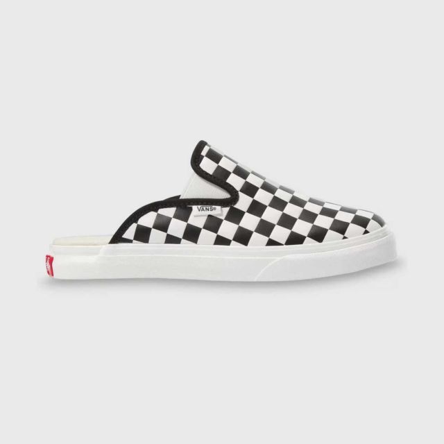 vans leather checkerboard mule