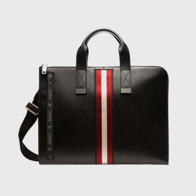 BALLY Henri Leather Business Bag In Black (Home Delivery)