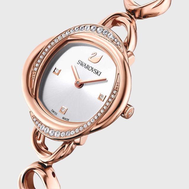 SWAROVSKI Crystal Flower Watch, Metal bracelet, Rose gold tone, Rose