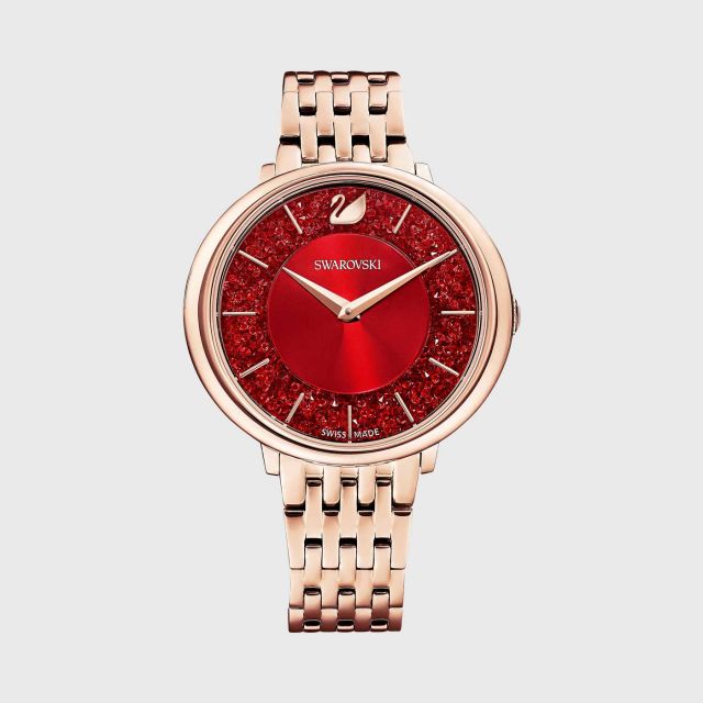 SWAROVSKI Crystalline Chic Watch, Metal bracelet, Red, Rose-gold tone ...