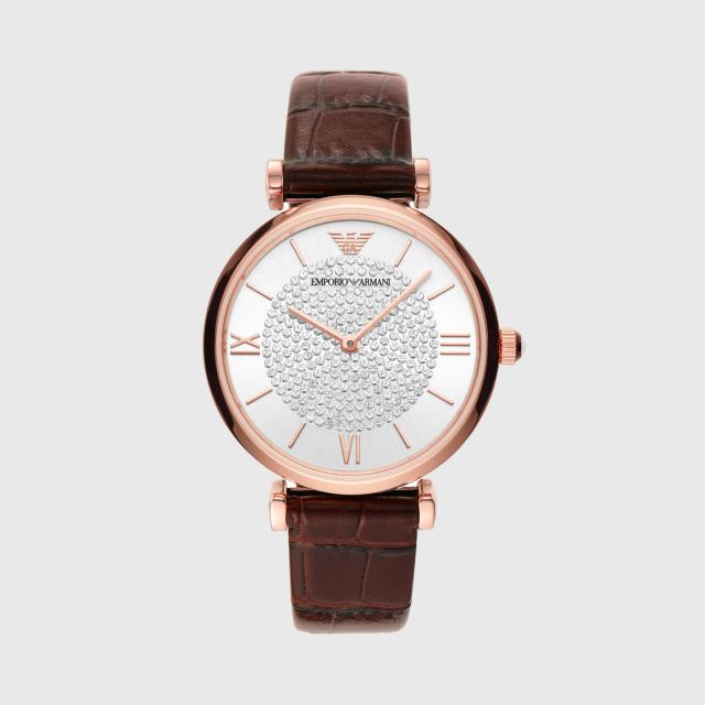 EMPORIO ARMANI Gianni T-Bar Analog Leather Watch (Home Delivery)