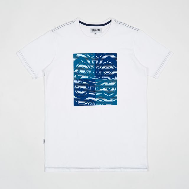 MAHANAKHON T-Shirt Giant Face Two-Tone White Size S