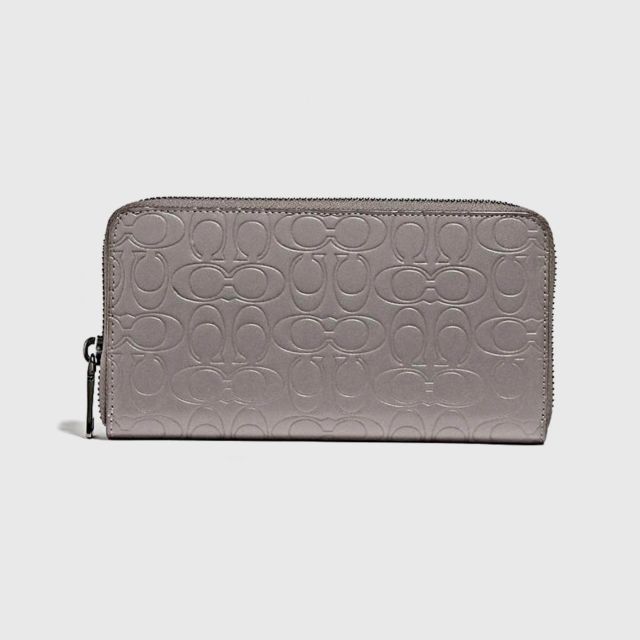 COACH Accordion in Embossed Signature Leather - HEATHER GREY