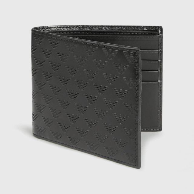 EMPORIO ARMANI Printed And Boarded Leather Wallet
