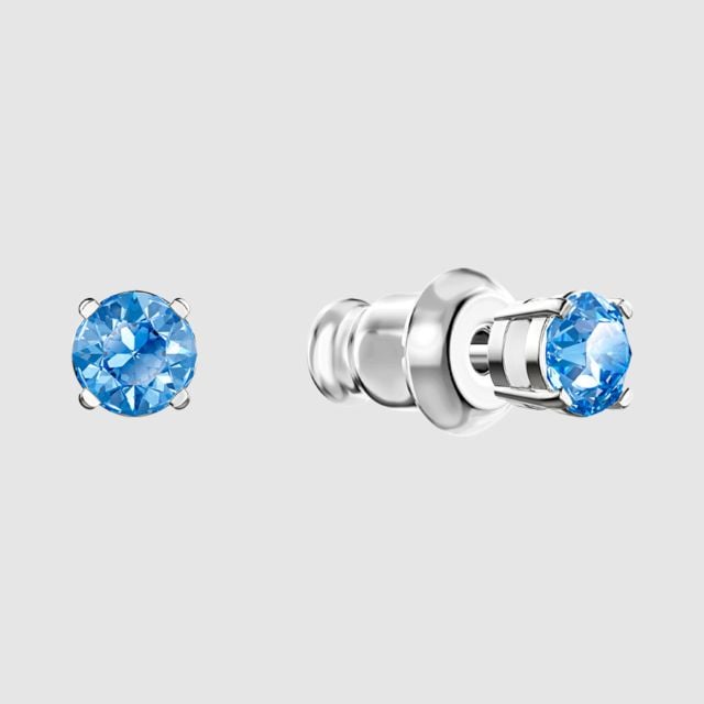 Swarovski Sparkling Dance necklace, Round cut, Blue, Rhodium