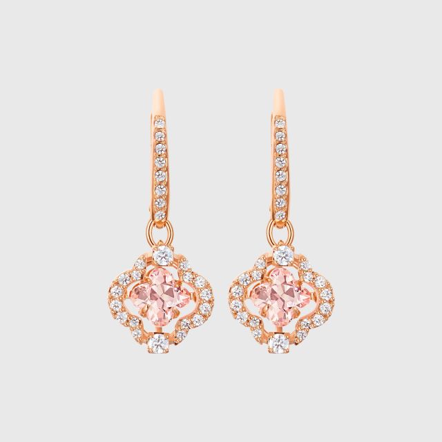 SWAROVSKI Sparkling Dance Clover Pierced Earrings, Pink, Rose-gold tone ...
