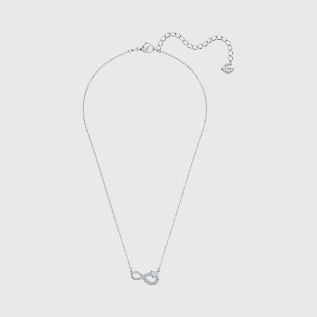 SWAROVSKI Infinity Necklace, White, Rhodium plated
