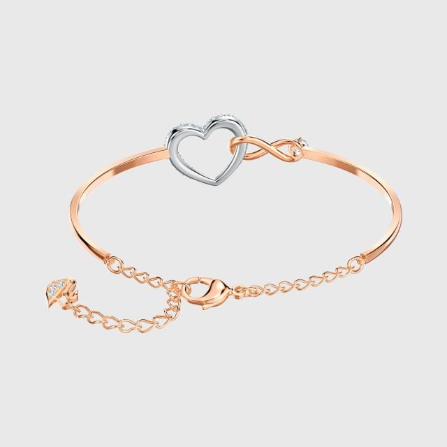 SWAROVSKI Infinity Heart Bangle White Mixed metal finish Size M