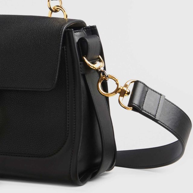 CHLOÉ Small Tess day bag in grained & shiny calfskin - Black (Home ...