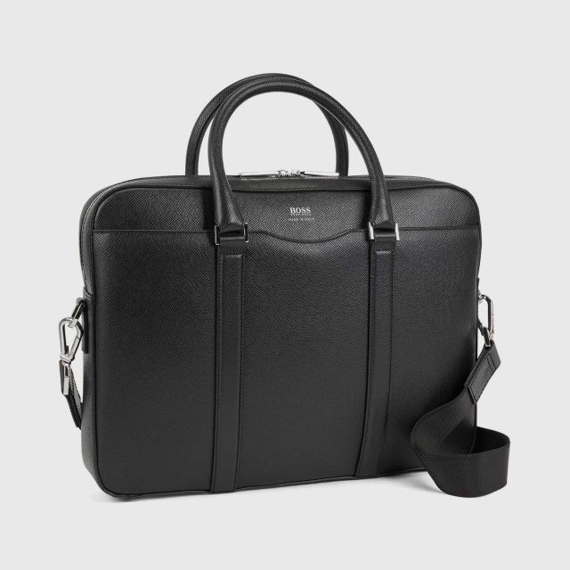 HUGO BOSS Signature collection Bag in grained Palmellato leather - Black