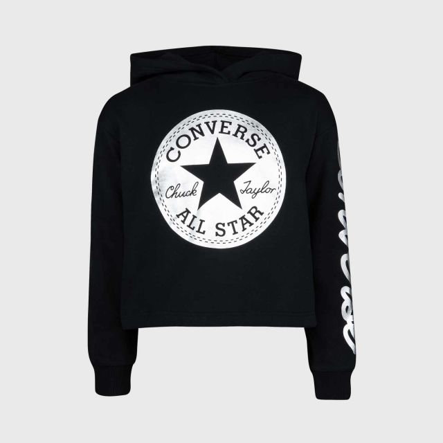 CONVERSE Chuck Patch Cropped Hoodie - Black S