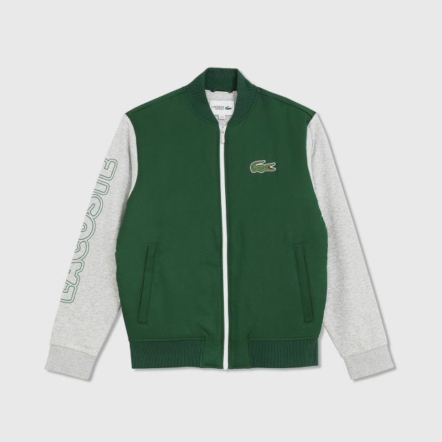 LACOSTE Men's Sport Printed Lettermark Padded Jacket - Green/Grey 50 (Home Delivery)