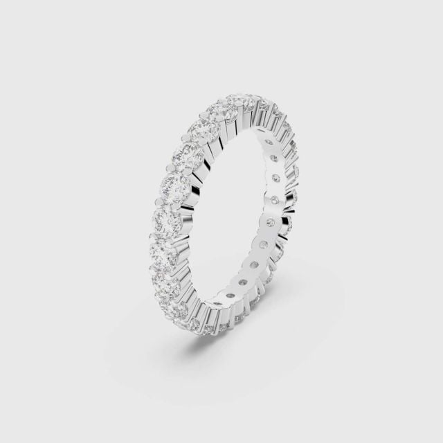 Swarovski Vittore Xl Ring Round Cut White Rhodium Plated Size 52