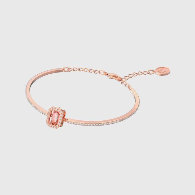 SWAROVSKI Millenia Bangle Octagon Cut Pink Rose Gold Tone Plated