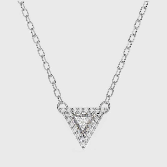 SWAROVSKI Ortyx necklace Triangle cut, White, Rhodium plated