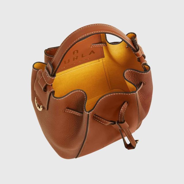 Furla(フルラ) FURLA MIASTELLA Mini Bucket Bag, Cognac H: Handbags