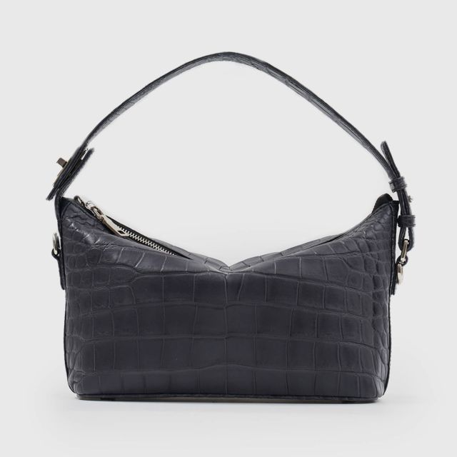 LONGLAI Belly Hobo Bag with Chain - Black