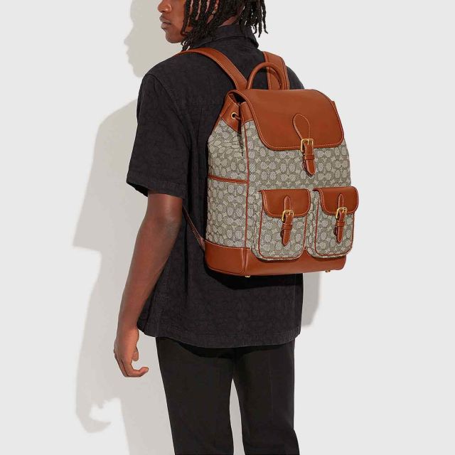 COACH Frankie Backpack in Signature Textile Jacquard - Cocoa