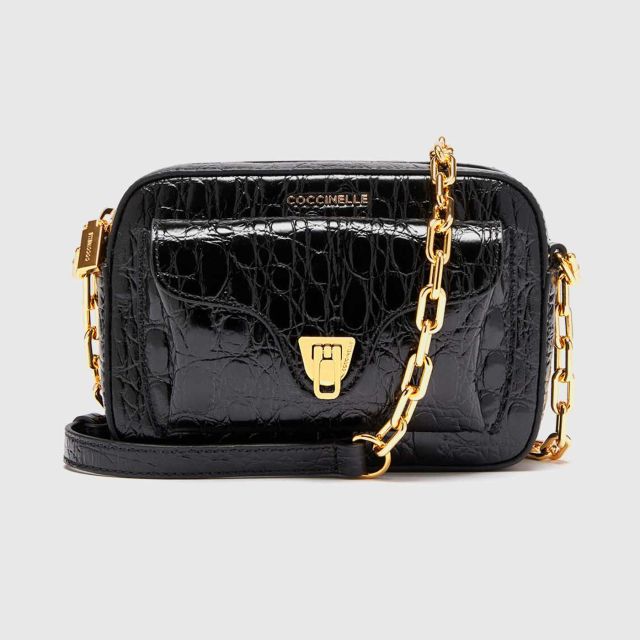 COCCINELLE Beat Caiman Mini Crossbody Bag Noir