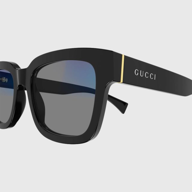 GUCCI Essential Sunglasses Shiny Solid Black Grey Photo 52