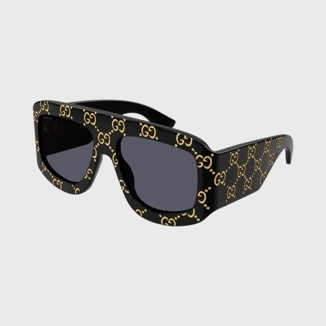 GUCCI GG Street Sunglasses - Shiny Solid Black/Grey 59
