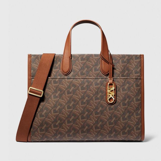 MICHAEL KORS Gigi Large Empire Signature Logo Tote Bag Brown