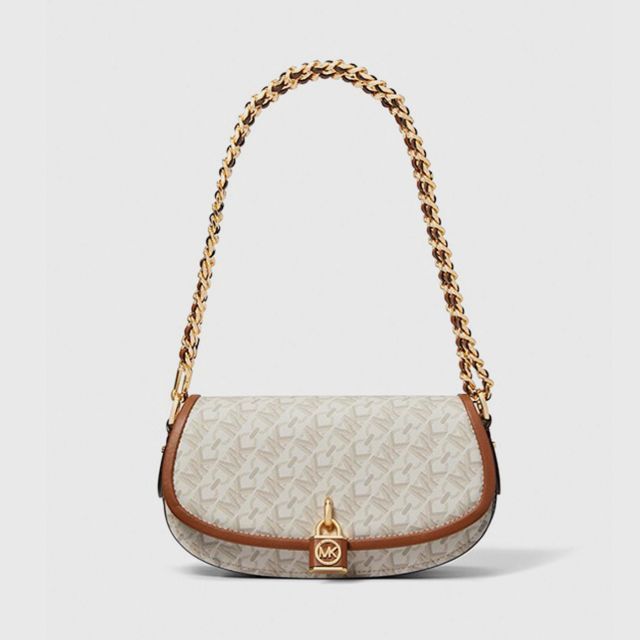 MICHAEL KORS Mila Small Empire Signature Logo Shoulder Bag - Vanilla