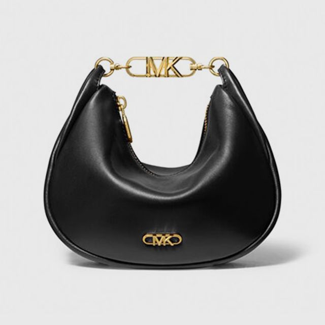 Michael kors black store leather shoulder bag