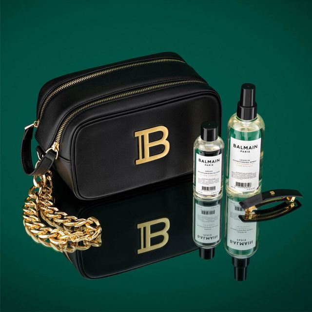 BALMAIN PARIS HAIR COUTURE Toiletry Bag Black Gold