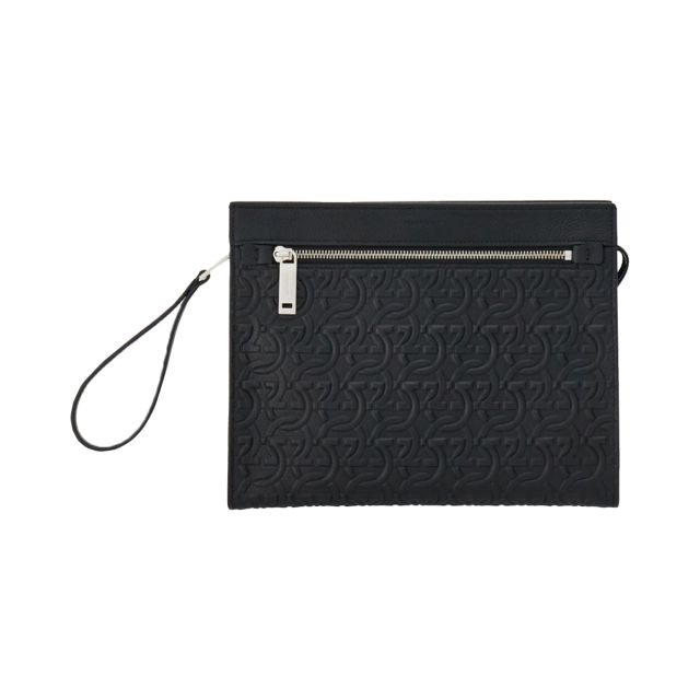 クラッチバッグ FERRAGAMO Leather clutch Black Ferragamo logo-embossed Leather Clutch Bag | Black | FARFETCH CA