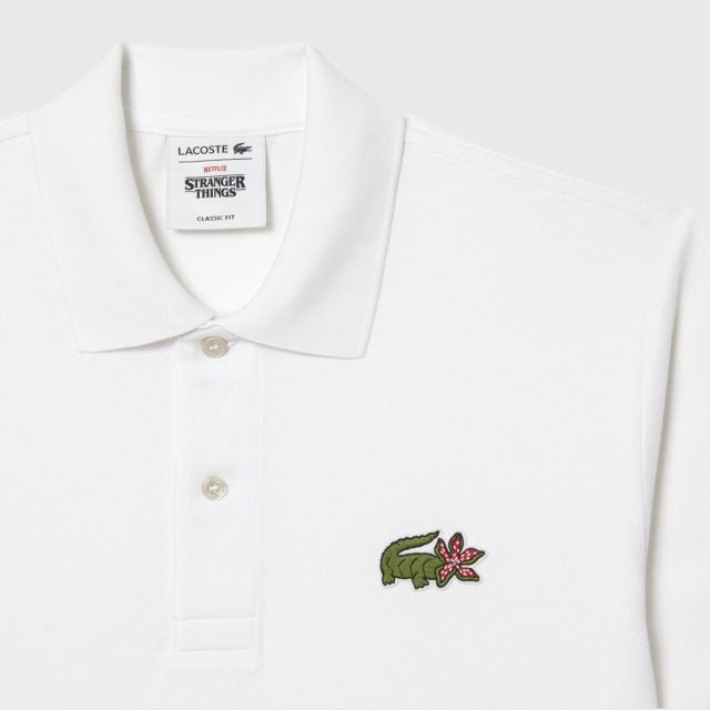 LACOSTE Men's Lacoste X Netflix Stranger Things Organic Cotton Polo Shirt -  White / Size 5 (L)