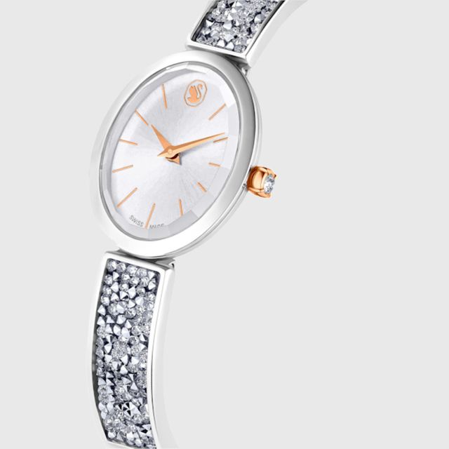 Buy Swarovski Crystalline Oval Leather Strap Watch, White