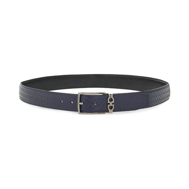 FERRAGAMO Reversible and Adjustable Gancini Belt - Midnight