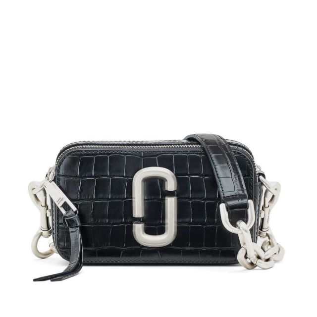 MARC JACOBS The Croc-Embossed Shoulder Snapshot - Black